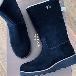 New Coach Women’s Vitoria Black Suede Boots - Size 8 M